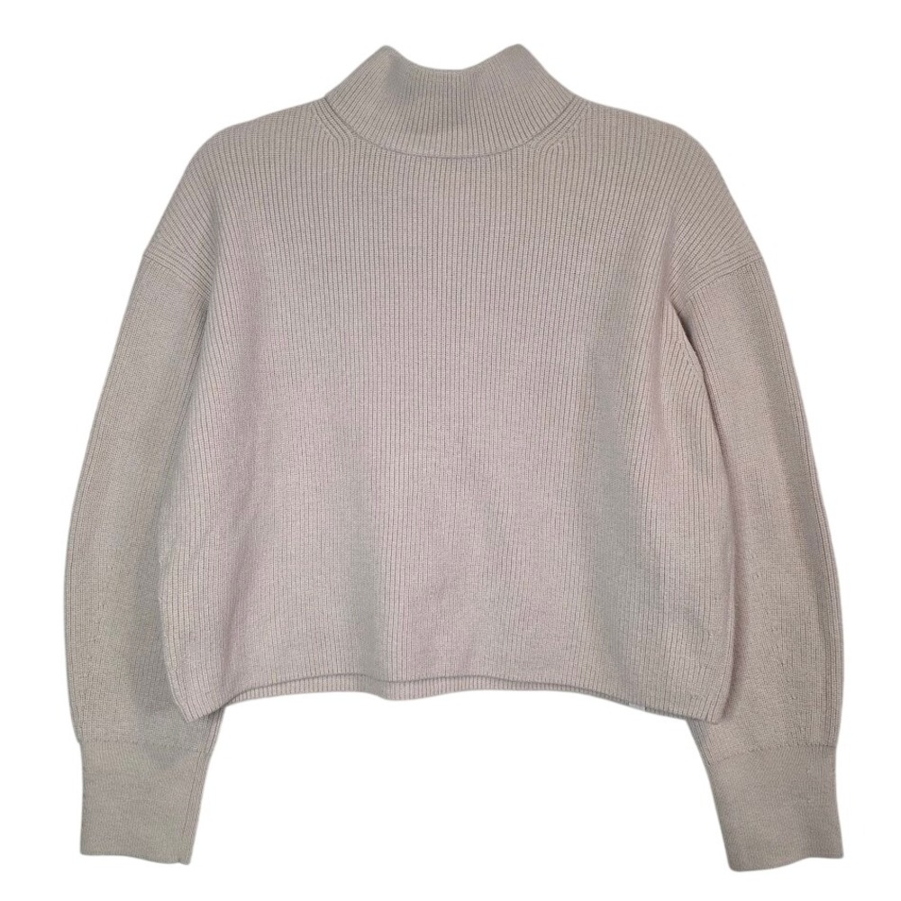 Lululemon Women's‎ 6 Ribbed Mock Neck Merino Wool Cotton Blend Sweater Tan